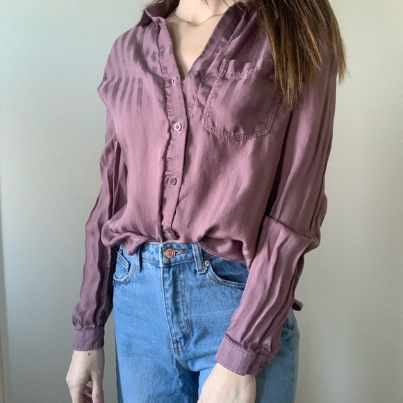 Cloth & Stone Purple Button up Anthropology - Picture 6 of 15
